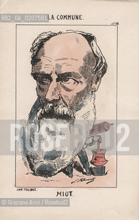-KLENCK, PAUL. COLLEZIONE DI SESSANTA CARICATURE LA COMMUNE MIOT (18), PARIGI, SENZA INDICAZIONE DI EDITORE E DATA DI PUBBLICAZIONE, STAMPA COLORATA A MANO, CM 18X27,3 ©ARCHIVIO Graziano Arici/Rosebud2  COMUNE DI PARIGI FOTOANTICHE.-KLENCK, PAUL.  COLLECTION OF SIXTY CARICATURES LA COMMUNE MIOT (18), PARIS, WITHOUT EDITEURS INDICATION AND DATE OF PUBBLICATION, HAND COLORED PRINT CM 18X27,3 ©Graziano Arici / rosebud2