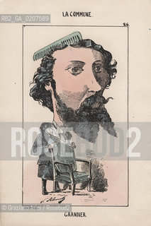 -KLENCK, PAUL. COLLEZIONE DI SESSANTA CARICATURE LA COMMUNE GRANDIER (26), PARIGI, SENZA INDICAZIONE DI EDITORE E DATA DI PUBBLICAZIONE, STAMPA COLORATA A MANO, CM 18X27,3 ©ARCHIVIO Graziano Arici/Rosebud2   COMUNE DI PARIGI FOTOANTICHE.-KLENCK, PAUL.  COLLECTION OF SIXTY CARICATURES LA COMMUNE GRANDIER (26), PARIS, WITHOUT EDITEURS INDICATION AND DATE OF PUBBLICATION, HAND COLORED PRINT, CM 18X27,3 ©Graziano Arici / rosebud2