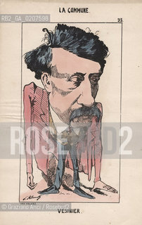 -KLENCK, PAUL. COLLEZIONE DI SESSANTA CARICATURE LA COMMUNE VESINIER (35), PARIGI, SENZA INDICAZIONE DI EDITORE E DATA DI PUBBLICAZIONE, STAMPA COLORATA A MANO, CM 18X27,3 ©ARCHIVIO Graziano Arici/Rosebud2  COMUNE DI PARIGI FOTOANTICHE.-KLENCK, PAUL.  COLLECTION OF SIXTY CARICATURES LA COMMUNE VESINIER (35), PARIS, WITHOUT EDITEURS INDICATION AND DATE OF PUBBLICATION, HAND COLORED PRINT, CM 18X27,3 ©Graziano Arici / rosebud2