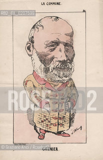 -KLENCK, PAUL. COLLEZIONE DI SESSANTA CARICATURE LA COMMUNE GRENIER (36), PARIGI, SENZA INDICAZIONE DI EDITORE E DATA DI PUBBLICAZIONE, STAMPA COLORATA A MANO, CM 18X27,3 ©ARCHIVIO Graziano Arici/Rosebud2  COMUNE DI PARIGI FOTOANTICHE.-KLENCK, PAUL.  COLLECTION OF SIXTY CARICATURES LA COMMUNE GRENIER (36), PARIS, WITHOUT EDITEURS INDICATION AND DATE OF PUBBLICATION, HAND COLORED PRINT, CM 18X27,3 ©Graziano Arici / rosebud2