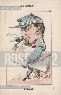 -KLENCK, PAUL. COLLEZIONE DI SESSANTA CARICATURE LA COMMUNE CHARDON (37), PARIGI, SENZA INDICAZIONE DI EDITORE E DATA DI PUBBLICAZIONE, STAMPA COLORATA A MANO, CM 18X27,3 ©ARCHIVIO Graziano Arici/Rosebud2  COMUNE DI PARIGI FOTOANTICHE.-KLENCK, PAUL.  COLLECTION OF SIXTY CARICATURES LA COMMUNE CHARDON (37), PARIS, WITHOUT EDITEURS INDICATION AND DATE OF PUBBLICATION,  HAND COLORED PRINT, CM 18X27,3 ©Graziano Arici / rosebud2