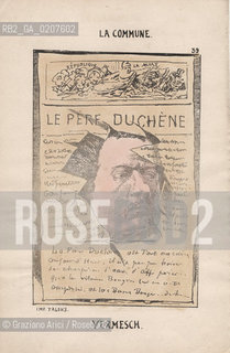 -KLENCK, PAUL. COLLEZIONE DI SESSANTA CARICATURE LA COMMUNE VERMESCH (39), PARIGI, SENZA INDICAZIONE DI EDITORE E DATA DI PUBBLICAZIONE, STAMPA COLORATA A MANO, CM 18X27,3 ©ARCHIVIO Graziano Arici/Rosebud2  COMUNE DI PARIGI FOTOANTICHE.-KLENCK, PAUL.  COLLECTION OF SIXTY CARICATURES LA COMMUNE VERMESCH  (39), PARIS, WITHOUT EDITEURS INDICATION AND DATE OF PUBBLICATION, HAND COLORED PRINT,  CM 18X27,3 ©Graziano Arici / rosebud2