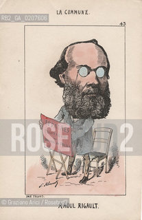 -KLENCK, PAUL. COLLEZIONE DI SESSANTA CARICATURE LA COMMUNE RAOUL RIGAULT (43), PARIGI, SENZA INDICAZIONE DI EDITORE E DATA DI PUBBLICAZIONE, STAMPA COLORATA A MANO, CM 18X27,3 ©ARCHIVIO Graziano Arici/Rosebud2  COMUNE DI PARIGI  FOTOANTICHE.-KLENCK, PAUL.  COLLECTION OF SIXTY CARICATURES LA COMMUNE RAOUL RIGAULT  (43), PARIS, WITHOUT EDITEURS INDICATION AND DATE OF PUBBLICATION, HAND COLORED PRINT,  CM 18X27,3 ©Graziano Arici / rosebud2