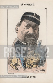 -KLENCK, PAUL. COLLEZIONE DI SESSANTA CARICATURE LA COMMUNE BRUNEREAU (46), PARIGI, SENZA INDICAZIONE DI EDITORE E DATA DI PUBBLICAZIONE, STAMPA COLORATA A MANO, CM 18X27,3 ©ARCHIVIO Graziano Arici/Rosebud2  COMUNE DI PARIGI FOTOANTICHE.-KLENCK, PAUL.  COLLECTION OF SIXTY CARICATURES LA COMMUNE BRUNEREAU (46), PARIS, WITHOUT EDITEURS INDICATION AND DATE OF PUBBLICATION, HAND COLORED PRINT,  CM 18X27,3 ©Graziano Arici / rosebud2