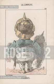 -KLENCK, PAUL. COLLEZIONE DI SESSANTA CARICATURE LA COMMUNE FRANKEL (48), PARIGI, SENZA INDICAZIONE DI EDITORE E DATA DI PUBBLICAZIONE, STAMPA COLORATA A MANO,  CM 18X27,3 ©ARCHIVIO Graziano Arici/Rosebud2  COMUNE DI PARIGI  FOTOANTICHE.-KLENCK, PAUL.  COLLECTION OF SIXTY CARICATURES LA COMMUNE FRANKEL (48), PARIS, WITHOUT EDITEURS INDICATION AND DATE OF PUBBLICATION, HAND COLORED PRINT,  CM 18X27,3 ©Graziano Arici / rosebud2