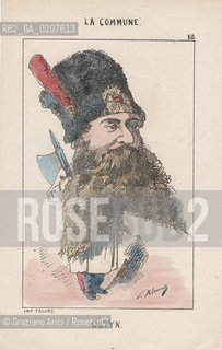 -KLENCK, PAUL. COLLEZIONE DI SESSANTA CARICATURE LA COMMUNE OSTYN (50), PARIGI, SENZA INDICAZIONE DI EDITORE E DATA DI PUBBLICAZIONE, STAMPA COLORATA A MANO, CM 18X27,3 ©ARCHIVIO Graziano Arici/Rosebud2  COMUNE DI PARIGI FOTOANTICHE.-KLENCK, PAUL.  COLLECTION OF SIXTY CARICATURES LA COMMUNE OSTYN (50), PARIS, WITHOUT EDITEURS INDICATION AND DATE OF PUBBLICATION, HAND COLORED PRINT CM 18X27,3 ©Graziano Arici / rosebud2