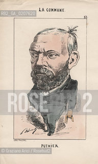 -KLENCK, PAUL. COLLEZIONE DI SESSANTA CARICATURE LA COMMUNE POTHIER (57), PARIGI, SENZA INDICAZIONE DI EDITORE E DATA DI PUBBLICAZIONE, STAMPA COLORATA A MANO, CM 18X27,3 ©ARCHIVIO Graziano Arici/Rosebud2  COMUNE DI PARIGI FOTOANTICHE.-KLENCK, PAUL.  COLLECTION OF SIXTY CARICATURES LA COMMUNE POTHIER (57), PARIS, WITHOUT EDITEURS INDICATION AND DATE OF PUBBLICATION, HAND COLORED PRINT,  CM 18X27,3 ©Graziano Arici / rosebud2