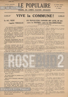 -GIORNALE CLANDESTINO LE POPULAIRE ORGANE DU COMITE DACTION SOCIALISTE  N° 17, PARIGI, MARZO 1943. CM 21,5X31,4  ©ARCHIVIO Graziano Arici/Rosebud2  COMUNE DI PARIGI FOTOANTICHE.-CLANDESTINE NEWSPAPER LE POPULAIRE ORGANE DU COMITE DACTION SOCIALISTE,  N° 17, PARIS, MARCH 1943.  CM 21,5X31,4 ©Graziano Arici / rosebud2