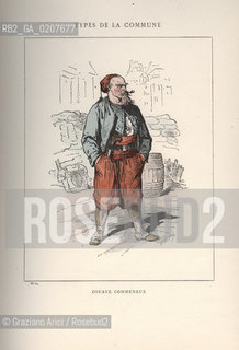 DAL LIBRO/FROM THE BOOK LES COMMUNEX 1871 - TYPES, CARACTERES, COSTUMES:.TYPES DE LA COMMUNE, ZOUAVE COMMUNEUX (14).-STAMPA COLORATA A MANO DAL LIBRO: BERTAL, LES COMMUNEX 1871 - TYPES, CARACTERES, COSTUMES, PARIGI, TROISIME EDITION E. PLON IMPRIMEURS EDITEURS. 1880, CM 25X32 N° PAGINE 40, LIBRO CON ILLUSTRAZIONI,  ©ARCHIVIO Graziano Arici/Rosebud2  COMUNE DI PARIGI FOTOANTICHE.-HAND COLORED PRINT FROM THE BOOK: BERTAL, LES COMMUNEX 1871 - TYPES, CARACTERES, COSTUMES, PARIS, TROISIME EDITION E. PLON IMPRIMEURS EDITEURS. 1880. CM 25X32 N° PAGES 40, BOOK WITH ILLUSTRATIONS ©Graziano Arici / rosebud2