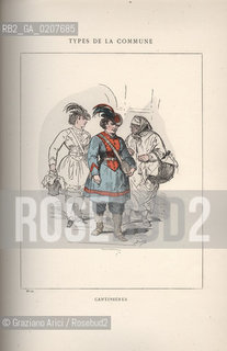 DAL LIBRO/FROM THE BOOK LES COMMUNEX 1871 - TYPES, CARACTERES, COSTUMES:.TYPES DE LA COMMUNE, CANTINIERES (22).-STAMPA COLORATA A MANO DAL LIBRO: BERTAL, LES COMMUNEX 1871 - TYPES, CARACTERES, COSTUMES, PARIGI, TROISIME EDITION E. PLON IMPRIMEURS EDITEURS. 1880, CM 25X32 N° PAGINE 40, LIBRO CON ILLUSTRAZIONI,  ©ARCHIVIO Graziano Arici/Rosebud2  COMUNE DI PARIGI FOTOANTICHE.-HAND COLORED PRINT FROM THE BOOK: BERTAL, LES COMMUNEX 1871 - TYPES, CARACTERES, COSTUMES, PARIS, TROISIME EDITION E. PLON IMPRIMEURS EDITEURS. 1880. CM 25X32 N° PAGES 40, BOOK WITH ILLUSTRATIONS ©Graziano Arici / rosebud2