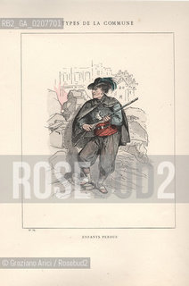 DAL LIBRO/FROM THE BOOK LES COMMUNEX 1871 - TYPES, CARACTERES, COSTUMES:.TYPES DE LA COMMUNE, ENFANTS PERDUS (38).-STAMPA COLORATA A MANO DAL LIBRO: BERTAL, LES COMMUNEX 1871 - TYPES, CARACTERES, COSTUMES, PARIGI, TROISIME EDITION E. PLON IMPRIMEURS EDITEURS. 1880, CM 25X32 N° PAGINE 40, LIBRO CON ILLUSTRAZIONI,  ©ARCHIVIO Graziano Arici/Rosebud2  COMUNE DI PARIGI FOTOANTICHE.-HAND COLORED PRINT FROM THE BOOK: BERTAL, LES COMMUNEX 1871 - TYPES, CARACTERES, COSTUMES, PARIS, TROISIME EDITION E. PLON IMPRIMEURS EDITEURS. 1880. CM 25X32 N° PAGES 40, BOOK WITH ILLUSTRATIONS ©Graziano Arici / rosebud2