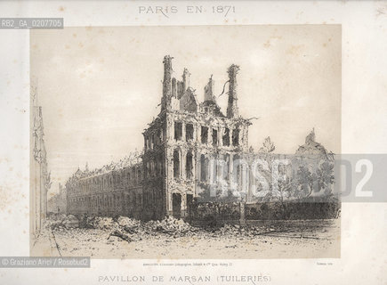-PARIGI, VERON - ASSOCIATION DOUVRIERS LITHOGRAPHES, SCHMIT & C.IE QUAI VALMY 21 -  SIMEON LITH. - DUVAL EDITEUR, PAVILLON DE MARSAN (TUILERIES), 1871. LITOGRAFIA CONTENUTA NELLALBUM PARIS EN 1871 CM 33X25 ©ARCHIVIO Graziano Arici/Rosebud2  ROVINE, COMUNE  DI PARIGI FOTOANTICHE.-PARIS, VERON - ASSOCIATION DOUVRIERS LITHOGRAPHES, SCHMIT & C.IE QUAI VALMY 21 -  SIMEON LITH. - DUVAL EDITEUR, PAVILLON DE MARSAN (TUILERIES), 1871. LITOGRAPHY, CM 33X25 ©Graziano Arici / rosebud2