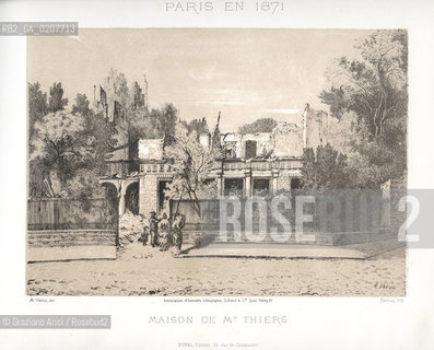 -PARIGI, VERON - ASSOCIATION DOUVRIERS LITHOGRAPHES, SCHMIT & C.IE QUAI VALMY 21 -  SIMEON LITH. - DUVAL EDITEUR, MAISON DE M. THIERS, 1871. LITOGRAFIA CONTENUTA NELLALBUM PARIS EN 1871 CM 33X25 ©ARCHIVIO Graziano Arici/Rosebud2   ROVINE, COMUNE  DI PARIGI FOTOANTICHE.-PARIS, VERON - ASSOCIATION DOUVRIERS LITHOGRAPHES, SCHMIT & C.IE QUAI VALMY 21 -  SIMEON LITH. - DUVAL EDITEUR, MAISON DE M. THIERS, 1871. LITOGRAPHY, CM 33X25 ©Graziano Arici / rosebud2