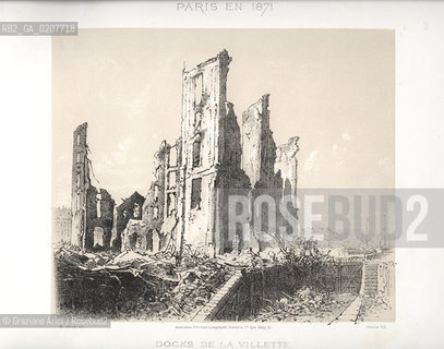 -PARIGI, VERON - ASSOCIATION DOUVRIERS LITHOGRAPHES, SCHMIT & C.IE QUAI VALMY 21 -  SIMEON LITH. - DUVAL EDITEUR, DOCKS DE LA VILLETTE, 1871. LITOGRAFIA CONTENUTA NELLALBUM PARIS EN 1871 CM 33X25 ©ARCHIVIO Graziano Arici/Rosebud2   ROVINE, COMUNE  DI PARIGI FOTOANTICHE.-PARIS, VERON - ASSOCIATION DOUVRIERS LITHOGRAPHES, SCHMIT & C.IE QUAI VALMY 21 -  SIMEON LITH. - DUVAL EDITEUR, DOCKS DE LA VILLETTE, 1871. LITOGRAPHY, CM 33X25 ©Graziano Arici / rosebud2