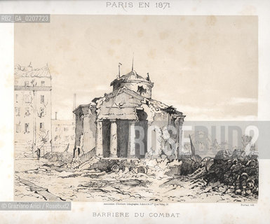 -PARIGI, VERON - ASSOCIATION DOUVRIERS LITHOGRAPHES, SCHMIT & C.IE QUAI VALMY 21 -  SIMEON LITH. - DUVAL EDITEUR, BARRIERE DU COMBAT, 1871. LITOGRAFIA CONTENUTA NELLALBUM PARIS EN 1871 CM 33X25 ©ARCHIVIO Graziano Arici/Rosebud2    ROVINE, COMUNE  DI PARIGI FOTOANTICHE.-PARIS, VERON - ASSOCIATION DOUVRIERS LITHOGRAPHES, SCHMIT & C.IE QUAI VALMY 21 -  SIMEON LITH. - DUVAL EDITEUR, BARRIERE DU COMBAT, 1871. LITOGRAPHY, CM 33X25 ©Graziano Arici / rosebud2