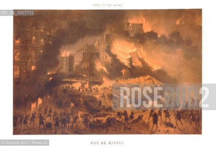 -PARIGI, NANTES LITHOGRAPHIE CHARPENTIER, EDIT-PARIS ET NANTES. SABATIER DEL & LITH.FIG.PAR ADAM, PARIS ET SES RUINES, RUE DE RIVOLI, MAISONS INCENDIEES LE 24 MAI 1871, PRES DE LA TOUR ST.JACQUES, SENZA DATA.  LIOGRAFIA COLORATA A MANO, CM 50X34,5 ©ARCHIVIO Graziano Arici/Rosebud2  ROVINE, COMUNE DI PARIGI, CASA INCENDIATA FOTOANTICHE.-PARIS,  NANTES LITHOGRAPHIE CHARPENTIER, EDIT-PARIS ET NANTES. SABATIER DEL & LITH.FIG.PAR ADAM, PARIS ET SES RUINES, RUE DE RIVOLI, MAISONS INCENDIEES LE 24 MAI 1871, PRES DE LA TOUR ST.JACQUES, UNDATED.  HAND COLORED LITOGRAPH CM 50X34,5  ©Graziano Arici / rosebud2