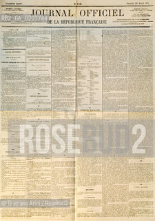 -PARIGI, JOURNAL OFFICIEL DE LA REPUBLIQUE FRANCAISE, SABATO 22 APRILE 1871.  CM 48X66 ©ARCHIVIO Graziano Arici/Rosebud2  COMUNE DI PARIGI, GIORNALE FOTOANTICHE.-PARIS, JOURNAL OFFICIEL DE LA REPUBLIQUE FRANCAISE, SATURDAY 22 APRIL 1871.  CM 48X66  ©Graziano Arici / rosebud2