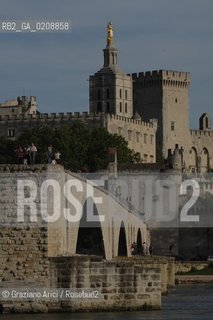 AVIGNONE (FRANCE PROVENCE) MAY 2008 - THE TOWN OF AVIGNON THE RHONE RIVER, THE ST BENEZET BRIDGE AND THE POPES PALACE ©Graziano Arici/Rosebud2 PROVENZA FIUME RODANO PONTE GEO