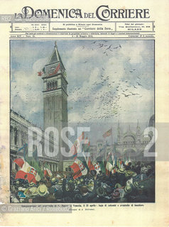 -VENEZIA, A. BELTRAME, INAUGURAZIONE DEL CAMPANILE DI S.MARCO, MAGGIO 1912. ILLUSTRAZIONE DA LA DOMENICA DEL CORRIERE, CM 23X26 ©ARCHIVIO Graziano Arici/Rosebud2  FOTOANTICHE BANDIERA.-VENICE, A. BELTRAME, INAUGURAZIONE DEL CAMPANILE DI S.MARCO, MAY1912. ILLUTRATION FROM LA DOMENICA DEL CORRIERE, CM 23X26 ©Graziano Arici/Rosebud2 