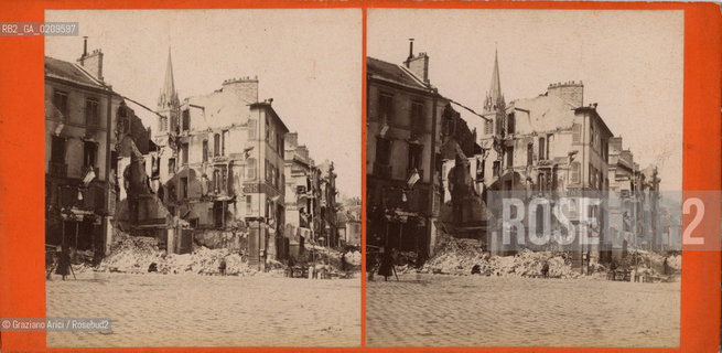 -PARIGI, SENZA INDICAZIONE DAUTORE, ROVINE DOPO LA COMUNE, SENZA DATA. POSITIVO ALLALBUMINA MONTATO SU CARTONE, FOTOGRAFIA STEREOSCOPICA, CM 17,5X8,6    ©ARCHIVIO Graziano Arici/Rosebud2  LA COMUNE DI PARIGI, ROVINE, FOTOANTICHE.-PARIS, NO AUTHORS INDICATION, ROVINE DOPO LA COMUNE, UNDATED. ALBUMEN POSITIVE MOUNTED ON CARDBOARD, STEREOSCOPICAL PHOTOGRAPH CM 17,5X8,6 ©Graziano Arici/Rosebud2 
