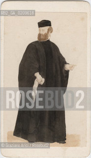 -VENEZIA, CARLO PONTI, ABITO COMUNE DEI NOBILI , SENZA DATA. DISEGNO INCOLLATO SU CARTONE, CARTE DE VISITE, CM CM 6X10,4   ©ARCHIVIO Graziano Arici/Rosebud2  PERSONA, FOTOANTICHE.-VENICE, CARLO PONTI, COMMON DRESS OF THE NOBLES , UNDATED. DESIGN MOUNTED ON CARDBOARD, CARTE DE VISITE CM 6X10,4 ©Graziano Arici / rosebud2