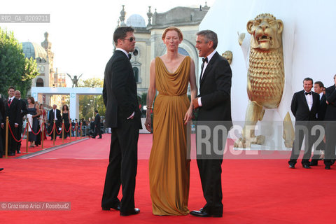 27/08/08 - VENICE 65TH INTERNATIONAL FILM FESTIVAL - OPENING CEREMONY, RED CARPET - THE ACTORS BRAD PITT, GEORGE CLOONEY AND TILDA SWINTON  @ Graziano Arici / rosebud2 CINEMA BIENNALE ©Graziano Arici/Rosebud2 BIENNALE CINEMA