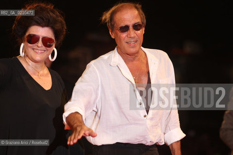 04/09/08 - 65th VENICE  INTERNATIONAL FILM FESTIVAL - RED CARPET FILM: YUPPI DU. ADRIANO CELENTANO DIRECTOR AND ACTOR WITH HIS WIFE AND ACTRESS CLAUDIA MORI