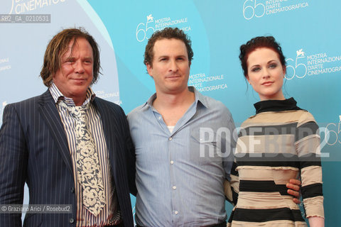 05/09/08 - 65th VENICE  INTERNATIONAL FILM FESTIVAL - FILM: THE WRESTLER. THE DIRECTOR DARREN ARONOFSKY, THE ACTOR MICKEY ROURKE, THE ACTRESS EVAN RACHEL WOOD.