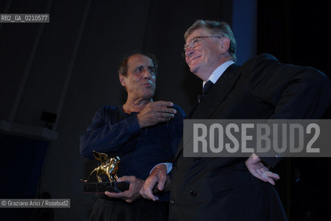 05/09/08 - 65th VENICE  INTERNATIONAL FILM FESTIVAL - ADRIANO CELENTANO GIVE THE GOLDEN LION FOR LIFETIME ACHIEVEMENT TO ERMANNO OLMI