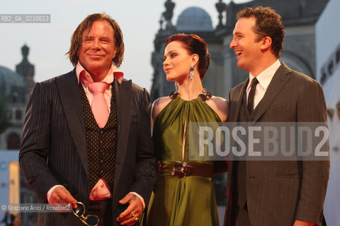 05/09/08 - 65th VENICE  INTERNATIONAL FILM FESTIVAL - FILM: THE WRESTLER. THE DIRECTOR DARREN ARONOFSKY, THE ACTOR MICKEY ROURKE AND THE ACTRESS EVAN RACHEL WOOD.