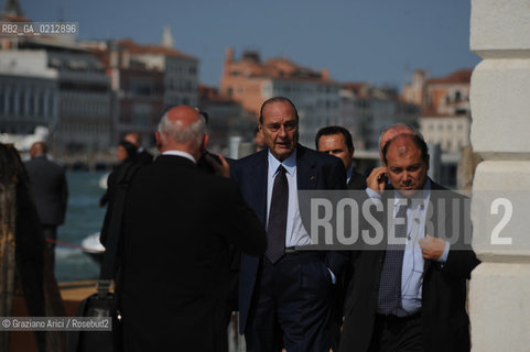 VENICE,04.06.2009.  THE OPENING OF THE NEW CONTEMPORARY ART CENTRE- FRANCOIS PINAULT FOUNDATION AT PUNTA DELLA DOGANA.EXHIBITION MAPPING THE STUDIO. FRANCOIS PINAULT AND JACQUES CHIRAC. .© MARTABUSO/ARICI/GRAZIANERI