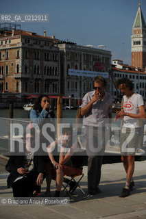 VENICE,04.06.2009.  THE OPENING OF THE NEW CONTEMPORARY ART CENTRE- FRANCOIS PINAULT FOUNDATION AT PUNTA DELLA DOGANA.EXHIBITION MAPPING THE STUDIO. IN THE MIDDLE GABRIEL LOEBELL WITH THE GELITIN (GROUP OF ARTISTS FROM VIENNA).. © MARTABUSO/ARICI/GRAZIANERI