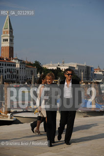 VENICE,04.06.2009.  THE OPENING OF THE NEW CONTEMPORARY ART CENTRE- FRANCOIS PINAULT FOUNDATION AT PUNTA DELLA DOGANA.EXHIBITION MAPPING THE STUDIO. THE PHILOSOPHER BERNARD HENRI LEVI WITH HIS WIFE..© MARTABUSO/ARICI/GRAZIANERI