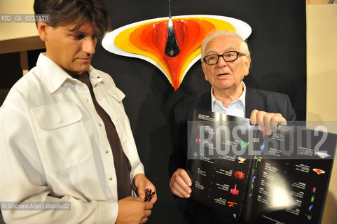VENICE 21/06/09 - THE FASHION DESIGNER PIERRE CARDIN AND HIS NEPHEW RODRIGO BASILICATI IN THE SHOW -ROOM OF HIS FORNITURE IN HIS PALACE IN VENICE CA BRAGADIN  : THE PALACE IN THE 18TH CENTURY WAS THE PALACE WHERE LIVED THE WELL KNOWN LIBERTINE GIACOMO CASANOVA  ©Graziano Arici/Rosebud2 MODA STILISTA