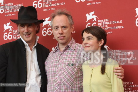 Italy, Venice - September 03, 2009.66th VENICE INTERNATIONAL FILM FESTIVAL - FILM: LIFE DURING WARTIME. LEFT TO RIGHT: ED LACHMAN (CINEMATOGRAPHER), ACTRESS SHIRLEY HENDERSON AND THE DIRECTOR TODD SOLONDZ