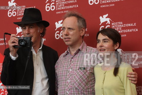 Italy, Venice - September 03, 2009.66th VENICE INTERNATIONAL FILM FESTIVAL - FILM: LIFE DURING WARTIME. LEFT TO RIGHT: ED LACHMAN (CINEMATOGRAPHER), ACTRESS SHIRLEY HENDERSON AND THE DIRECTOR TODD SOLONDZ