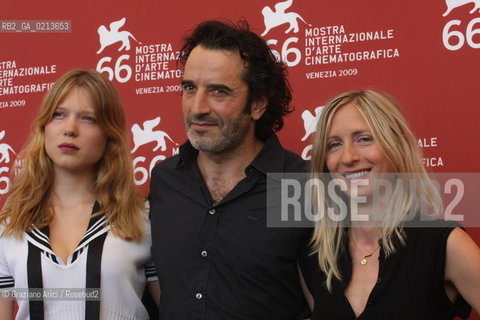 Italy, Venice - September 04th, 2009.66th VENICE INTERNATIONAL FILM FESTIVAL - FILM: LOURDES - LEFT TO RIGHT: THE ACTRESS LÉA SEYDOUX, THE ACTOR BRUNO TODESCHINI AND THE DIRECTOR JESSICA HAUSNER