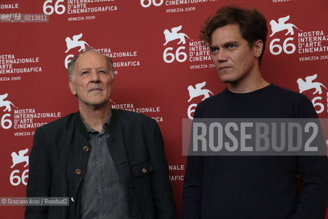 Italy, Venice - September 05th, 2009.66th VENICE INTERNATIONAL FILM FESTIVAL - FILM: MY SON, MY SON, WHAT HAVE YE DONE? - THE DIRECTOR WERNER HERZOG WITH THE ACTOR MICHAEL SHANNON