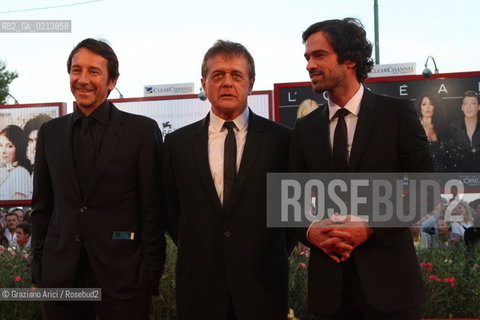 Italy, Venice - September 05th, 2009.66th VENICE INTERNATIONAL FILM FESTIVAL - FILM: PERSÉCUTION. THE DIRECTOR PATRICE CHÉREAU (CENTER) WITH THE ACTORS ROMAIN DURIS (RIGHT) AND JEAN-HUGUES ANGLADE  AT THE RED CARPET