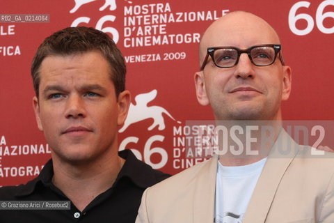 Italy, Venice - September 06th, 2009.66th VENICE INTERNATIONAL FILM FESTIVAL - FILM: THE INFORMANT! - THE DIRECTOR STEVEN SODERBERGH WITH THE ACTOR MATT DAMON.