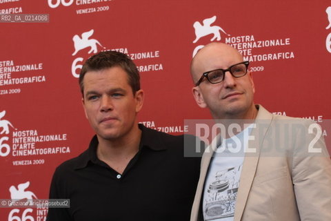 Italy, Venice - September 06th, 2009.66th VENICE INTERNATIONAL FILM FESTIVAL - FILM: THE INFORMANT! - THE DIRECTOR STEVEN SODERBERGH WITH THE ACTOR MATT DAMON.