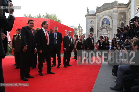 Italy, Venice - September 06th, 2009.66th VENICE INTERNATIONAL FILM FESTIVAL - RED CARPET FILM: SOUTH OF THE BORDER. THE DIRECTOR OLIVER STONE WITH THE VENEZUELAS PRESIDENT UGO CHAVEZ