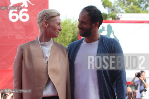 Italy, Venice - September 06th, 2009.66th VENICE INTERNATIONAL FILM FESTIVAL - FILM: SOUTH OF THE BORDER. THE ACTRESS TILDA SWINTON AND THE DIRECTOR LUCA GUADAGNINO ATTEND THE PREMIERE