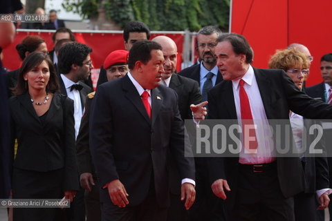Italy, Venice - September 06th, 2009.66th VENICE INTERNATIONAL FILM FESTIVAL - RED CARPET FILM: SOUTH OF THE BORDER. THE DIRECTOR OLIVER STONE WITH THE VENEZUELAS PRESIDENT UGO CHAVEZ
