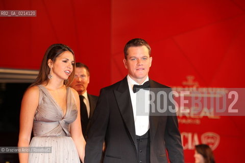 Italy, Venice - September 07th, 2009.66th VENICE INTERNATIONAL FILM FESTIVAL - RED CARPET FILM: THE INFORMANT! - THE ACTOR MATT DAMON WITH HIS WIFE LUCIANA BOZAN BARROSO