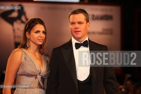 Italy, Venice - September 07th, 2009.66th VENICE INTERNATIONAL FILM FESTIVAL - RED CARPET FILM: THE INFORMANT! - THE ACTOR MATT DAMON WITH HIS WIFE LUCIANA BOZAN BARROSO