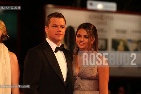 Italy, Venice - September 07th, 2009.66th VENICE INTERNATIONAL FILM FESTIVAL - RED CARPET FILM: THE INFORMANT! - THE ACTOR MATT DAMON WITH HIS WIFE LUCIANA BOZAN BARROSO