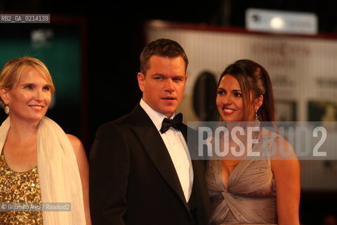 Italy, Venice - September 07th, 2009.66th VENICE INTERNATIONAL FILM FESTIVAL - RED CARPET FILM: THE INFORMANT! - THE ACTOR MATT DAMON WITH HIS WIFE LUCIANA BOZAN BARROSO AND THE PRODUCER JENNIFER FOX