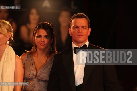 Italy, Venice - September 07th, 2009.66th VENICE INTERNATIONAL FILM FESTIVAL - RED CARPET FILM: THE INFORMANT! - THE ACTOR MATT DAMON WITH HIS WIFE LUCIANA BOZAN BARROSO