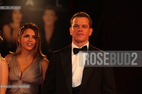 Italy, Venice - September 07th, 2009.66th VENICE INTERNATIONAL FILM FESTIVAL - RED CARPET FILM: THE INFORMANT! - THE ACTOR MATT DAMON WITH HIS WIFE LUCIANA BOZAN BARROSO